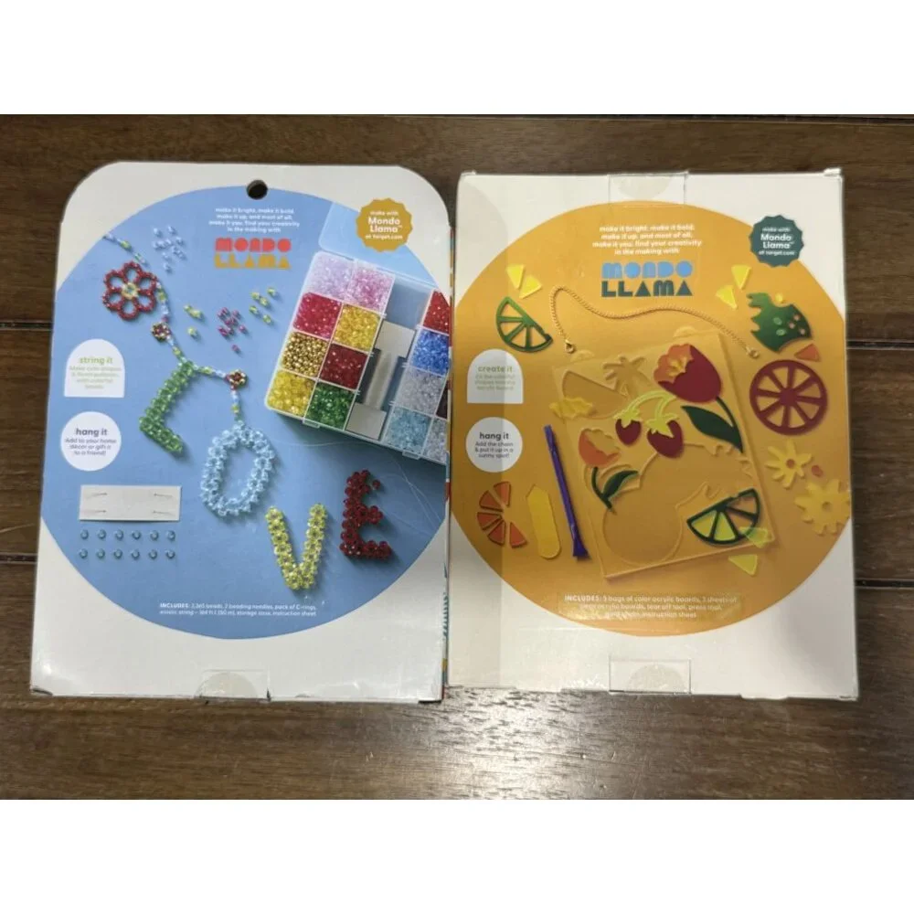 MONDO LLAMA Beaded Garland Kit & Fruit Acrylic Suncatcher Craft Kit (2-pack bund